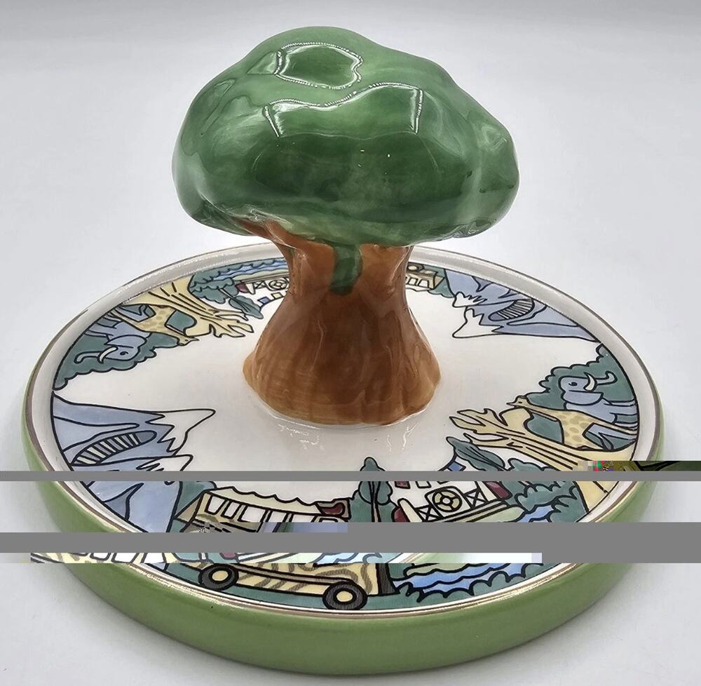 Disney Parks Animal Kingdom Tree of Life Trinket Dish Tray Ceramic Green 3.25 in
